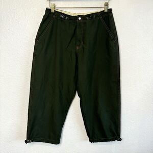 Y2K Gap Green Capris Women’s Small Cinch Toggles Cropped‎ Pants Pink Stitching